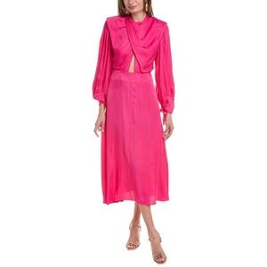 NWT FARM Rio Pink Maxi Dress with Shoulder Pads
